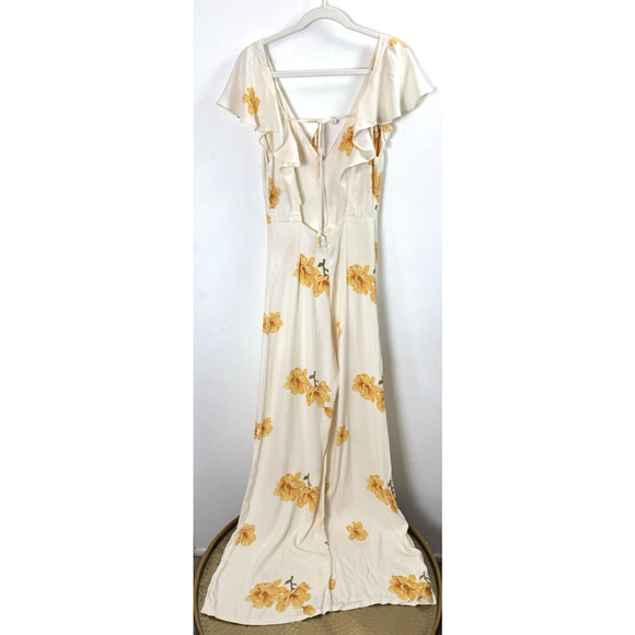 Reformation White Yellow Floral Wideleg Jumpsuit Retail $233 Boho Chic Cottage 6 - Picture 2 of 10